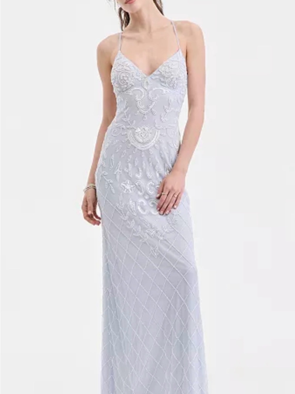 Strapless Beaded Lavender Evening Gown